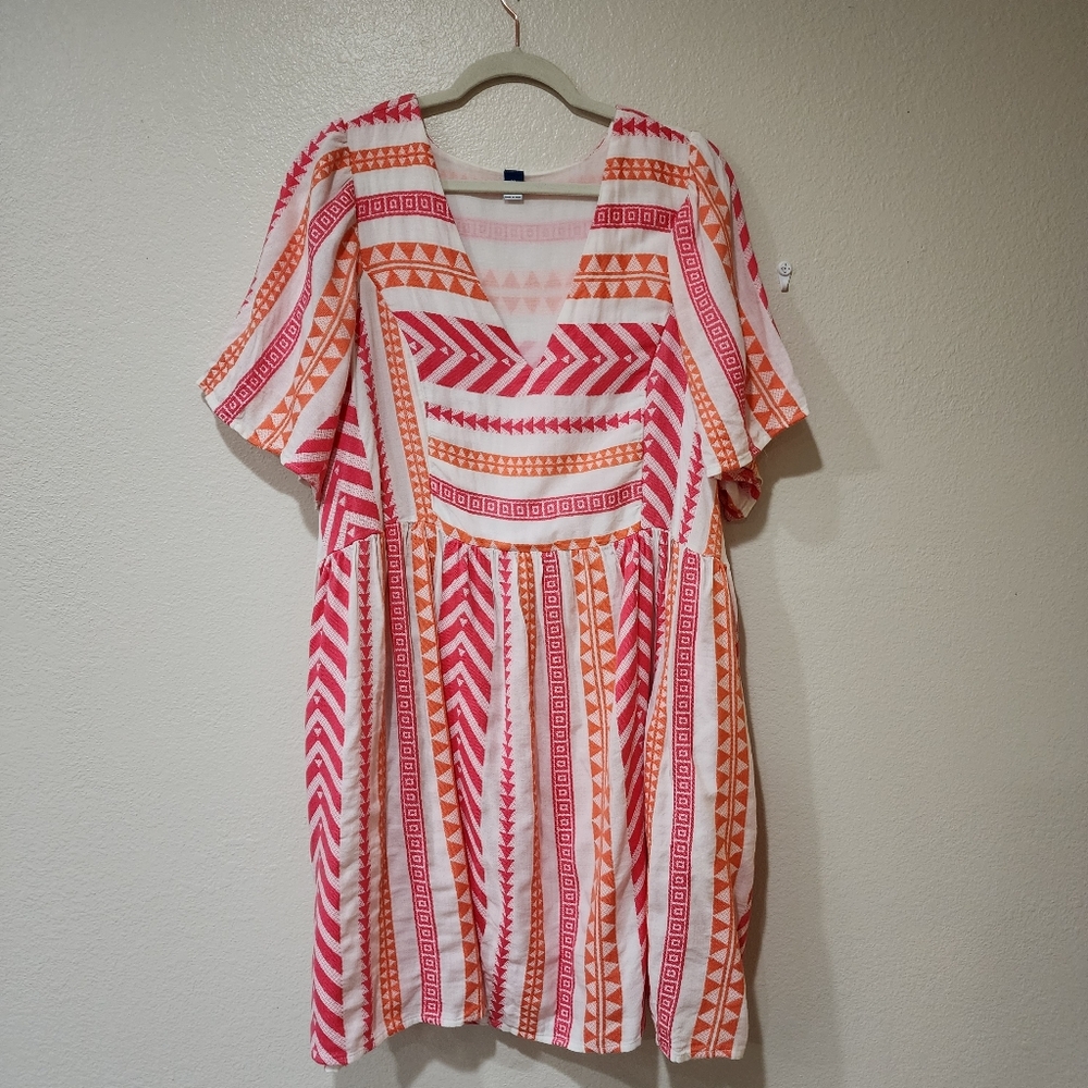 Old Navy Baby Doll Dress Cosmic Rouge Jacquard Print Dress Women's size XL
